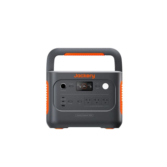 Jackery Explorer 1000 v2 portable power station, front view on a white background